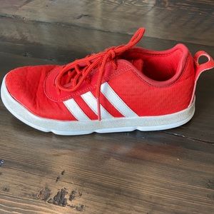 Red Adidas kids tennis shoes. Girls or boys